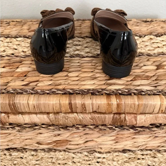 Bandolino Black Patent Loafers with Brown Leopard-Print Strap - Picture 5 of 7